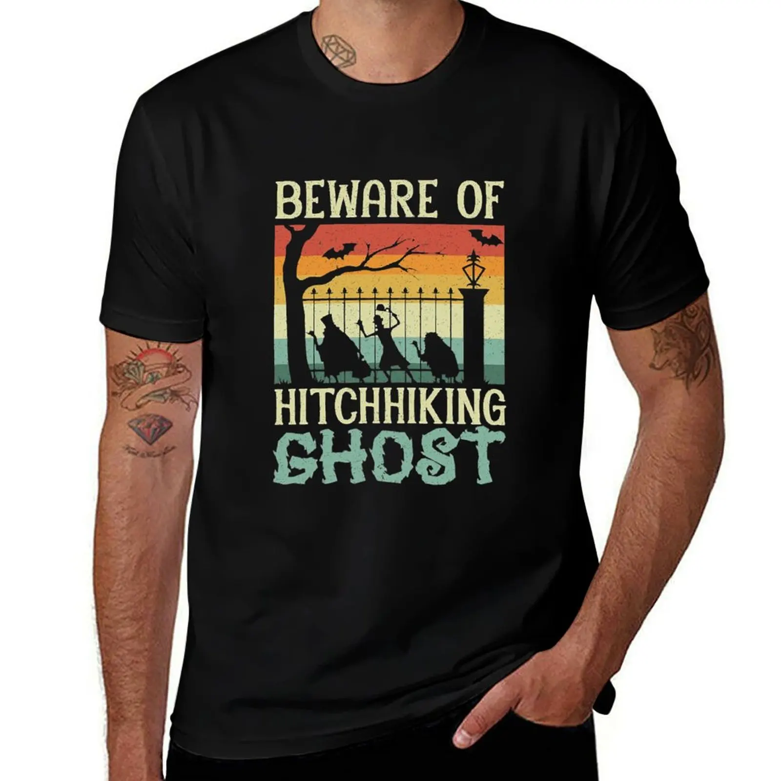 

Mens Womens Beware Of Hitchhiking Ghost Halloween Boys Fans T-Shirt customizeds quick drying t shirts for men pack