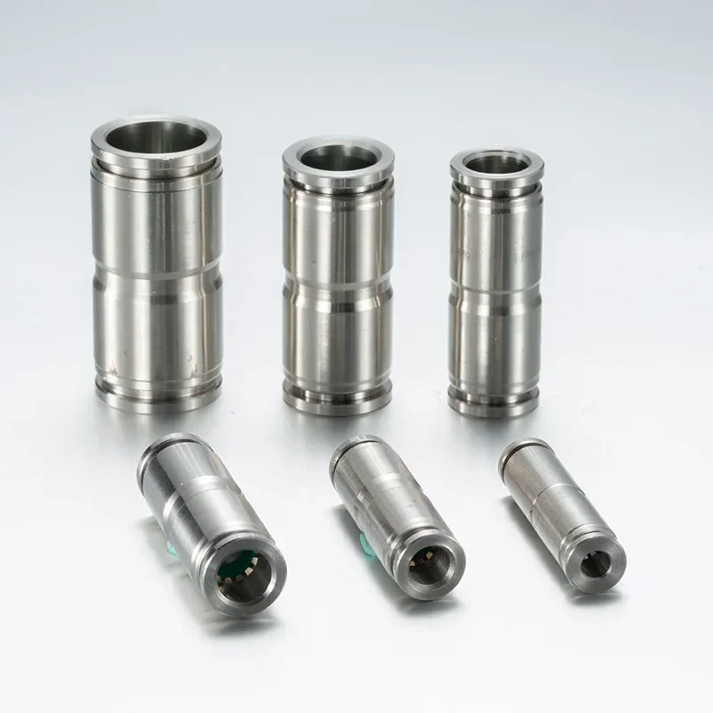 Acessórios de ar conectores de liberação rápida 304 aço inoxidável pu push in conector de mangueira 8mm 10mm 12mm para peças pneumáticas de cilindro