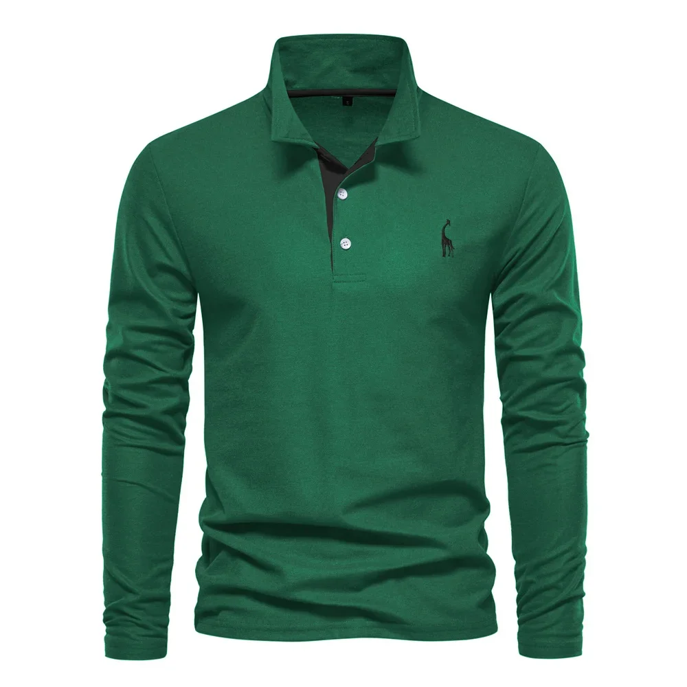 AIOPESON Long Sleeve Polo Shirt Embroidered 6