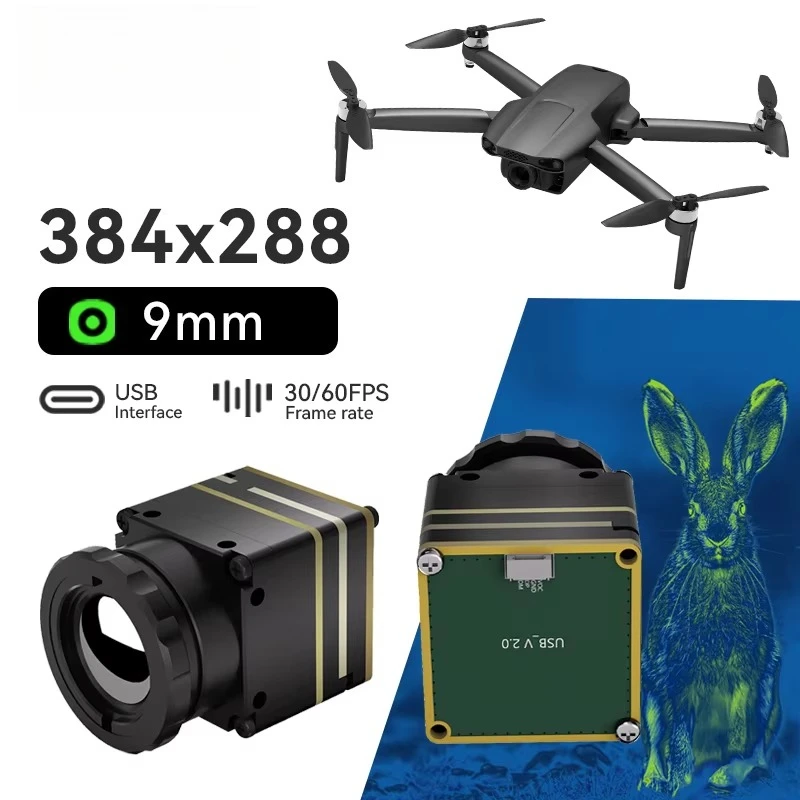 USB Warmtebeeldcamera 384x288 Infrarood Nachtzicht Module 9mm Brandpuntsafstand Infrarood Warmtebeeldcamera