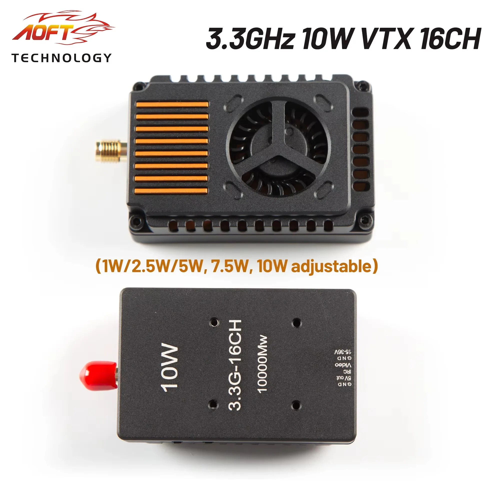 BoMs3.3Ghz 10W High Power VTX 16CH Video Transmitter With CNC Shell Supports IRC Tramp Protocol 3.3GHz VRX For FPV Long Range Dr