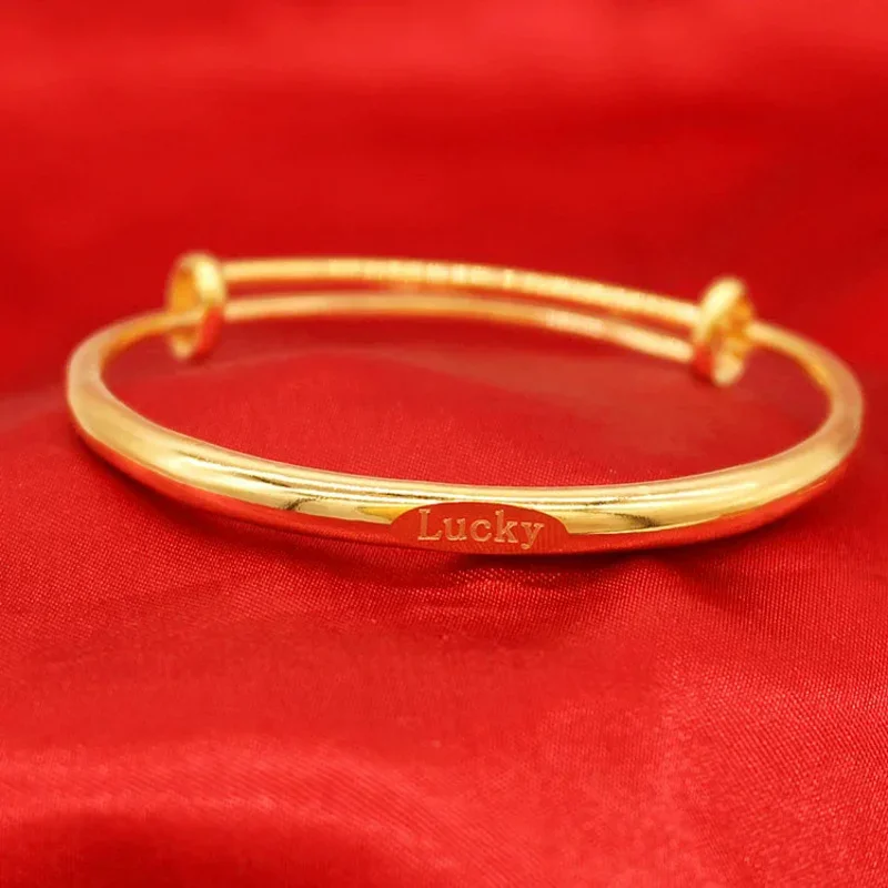 Ethnic Fashion Gladiator Round Belly Engraving Bracelet Vietnam Sha Gold Handpiece Invitation Festival Girl's Gift