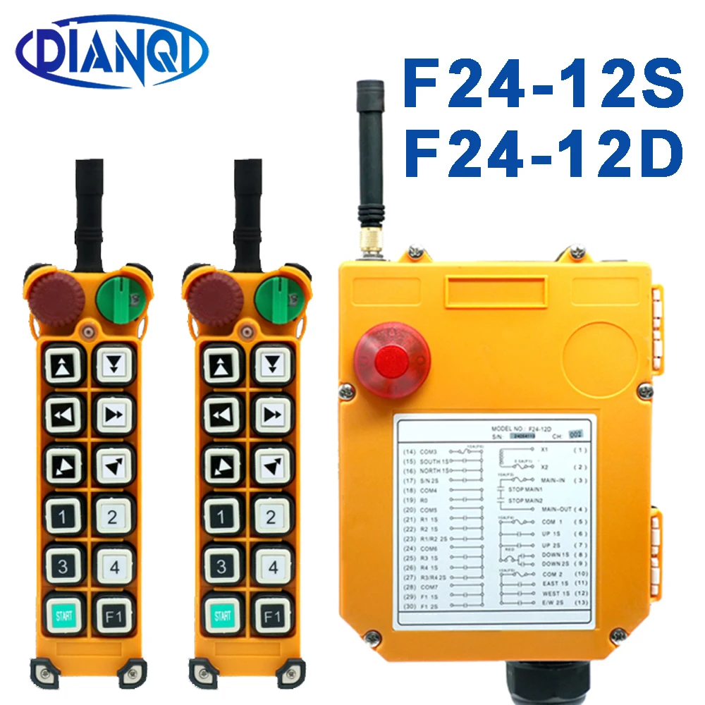 unico velocidade dupla f2412s f24 12d que conduz o guindaste industrial de controle remoto sem fio 12 canais 12v 24v 220v 380v 2f1s industrial 01