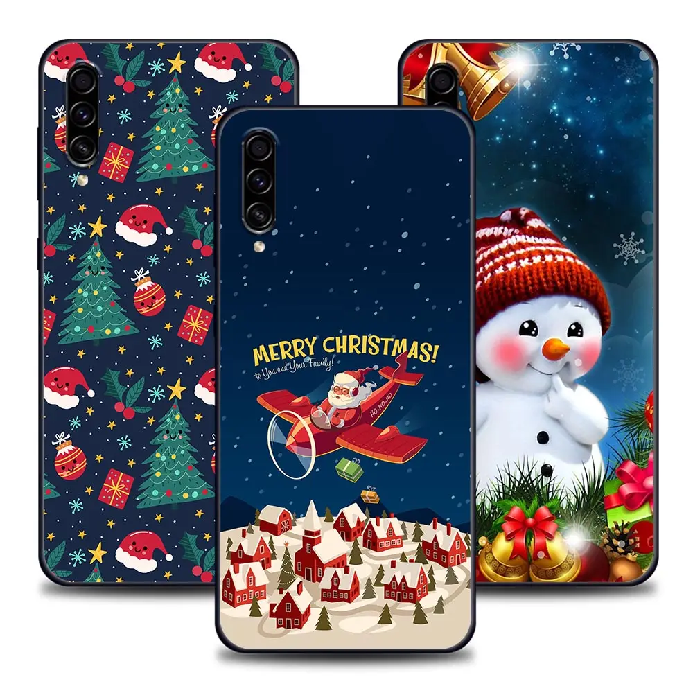 Phone Case For Samsung Galaxy A30s A10e A40 A50 A60 A70 A80 A7 A9 2018 Soft Funda Cover Merry Christmas Gift Santa Claus Snowman