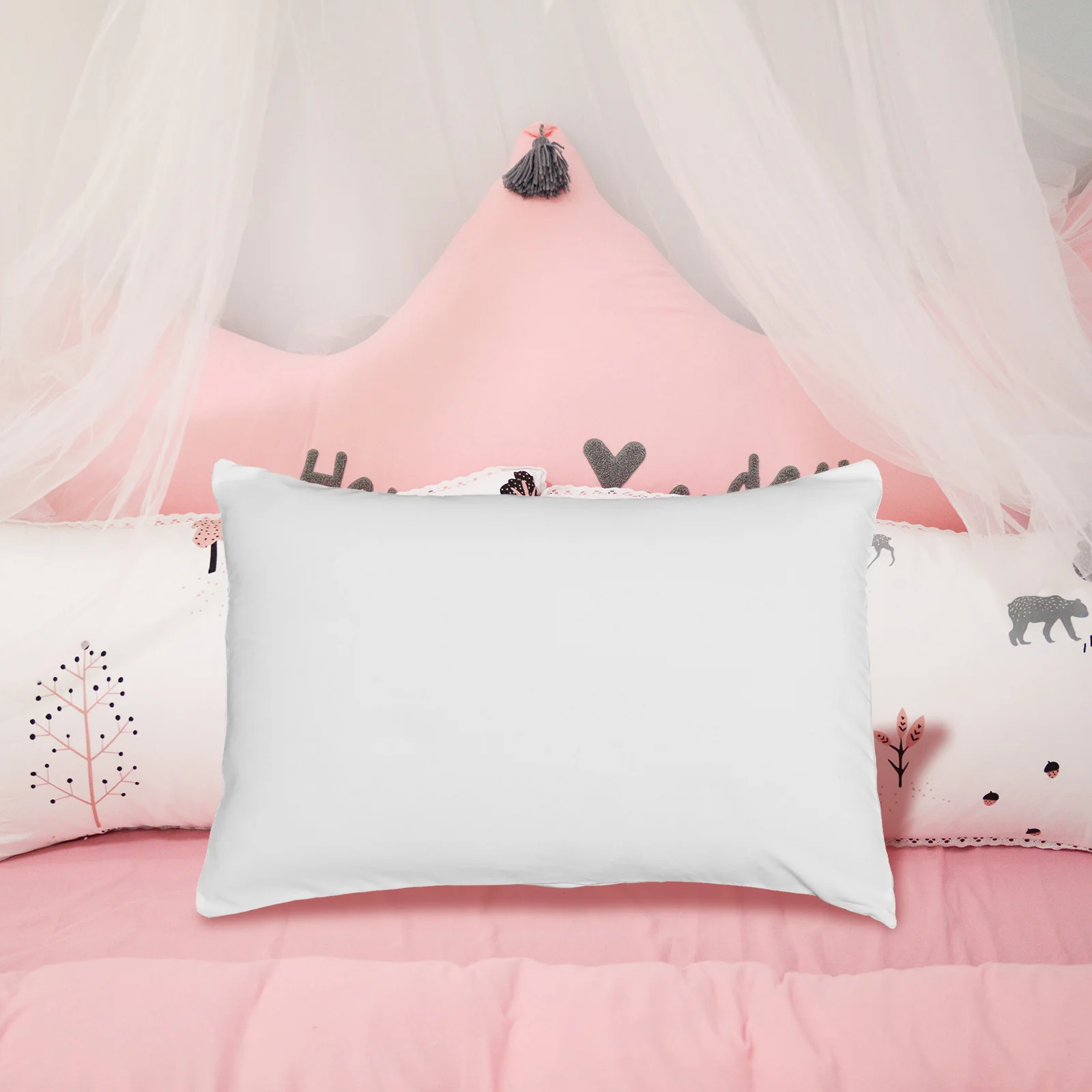 قطعتان من غطاء وسادة الأطفال الصغار القابل للغسل، غطاء وسادة مريح للأطفال بتصميم بسيط هدية للأطفال الصغار، كيس وسادة للأطفال #4