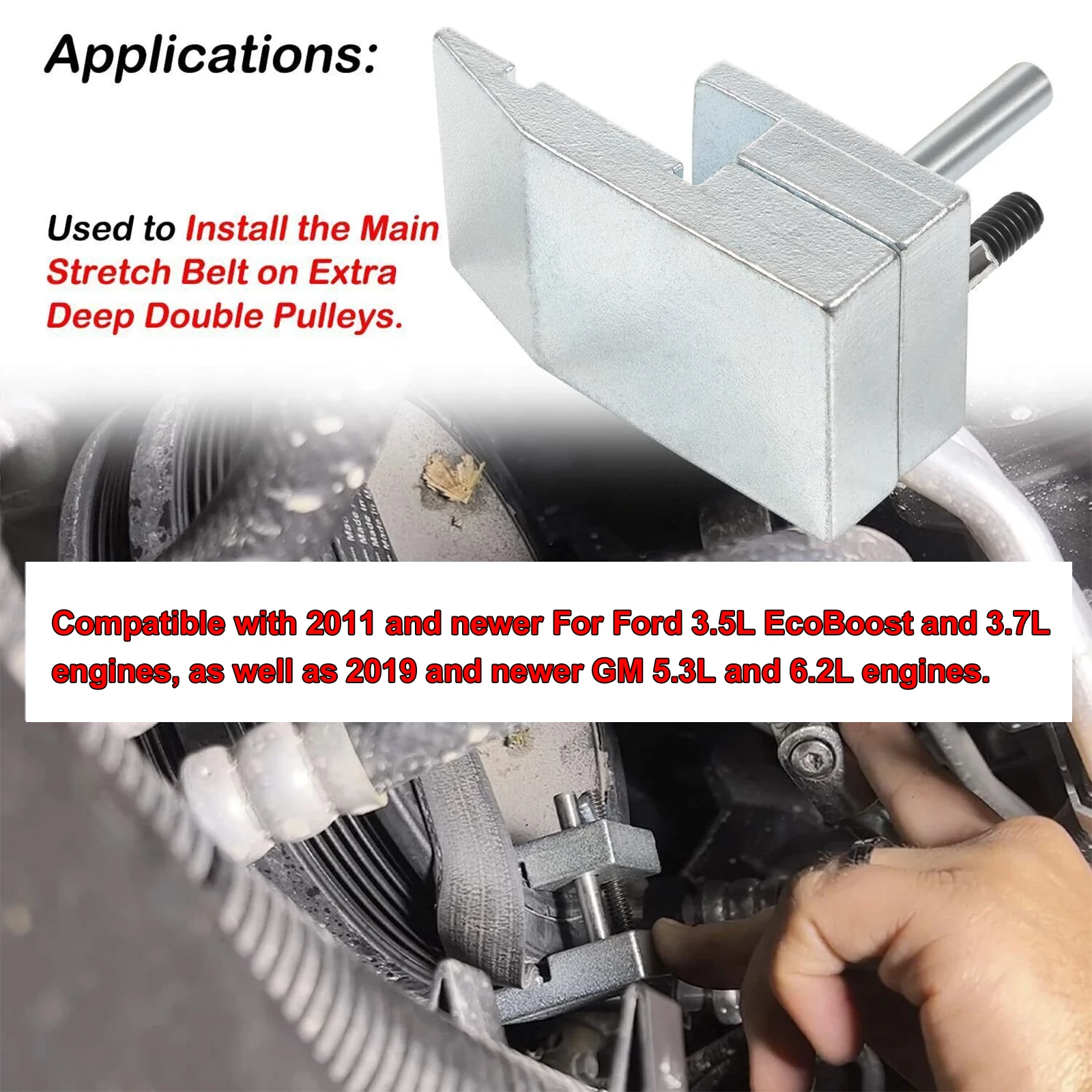 

59350 Stretch Belt Installer Wear Resist Stretch Belt Mounting Device Ergonomic Belt Installer for Ford 3.5L and 3.7L Engines