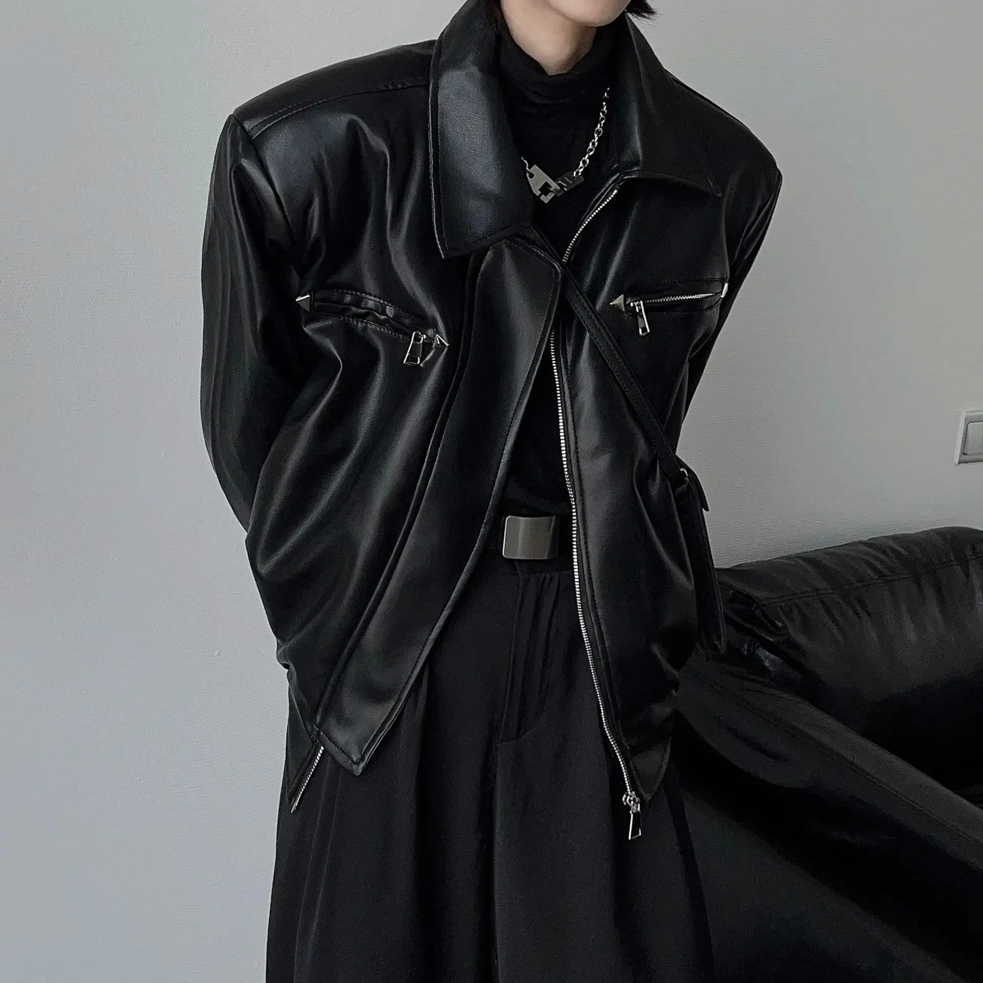 الأمريكية بولي معطف معطف جلد Bomber سترة الرجال الخريف سترة جلدية الرجال التلبيب سستة السائق سترة الرجال الملابس معطف الشارع الشهير