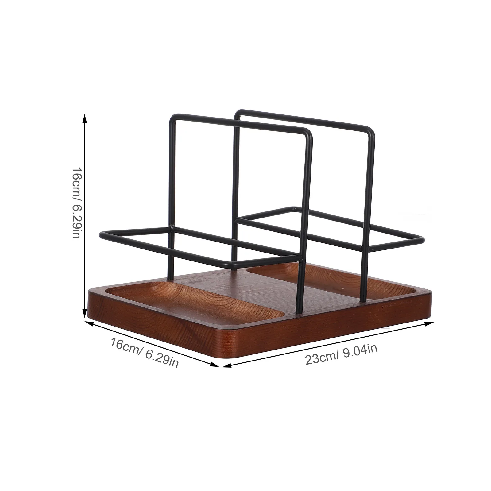 Wooden Desktop Tissue Holder Rustic Paper Napkin Display Stand Salt Pepper Tray Freestanding Napkin Organizer Kitchen Countertop