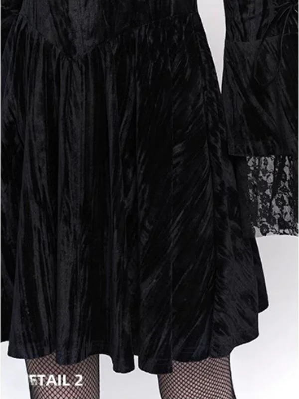 القوطية المخملية الدكتور السيدة XIDU شبح فتاة Sle أزياء الهالوين البديلة ثقافة فرعية طويلة Sve ort ألف خط تنورة مستديرة Ne