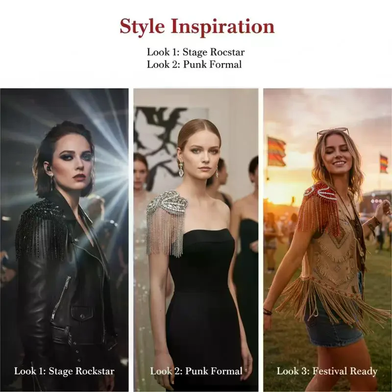 

1 шт. Декоративные погони с бахромой и стразами, съемные, для украшения плеч