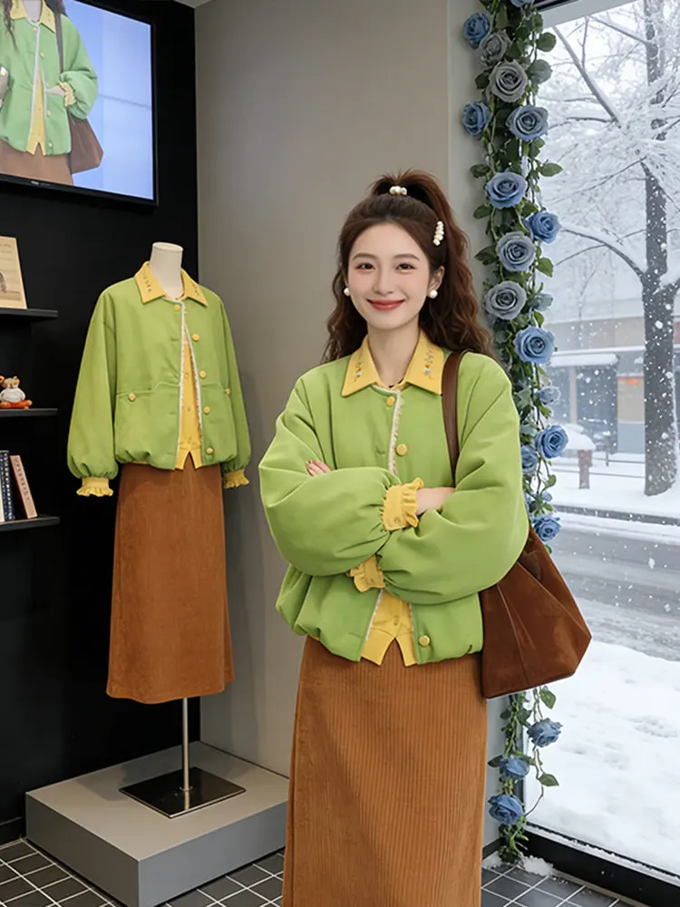 

Laid-ba Loose Sle Simple Cotton Jaet Women's 2026 Winter New High-End Slimming Versatile Cotton Coat Korean Version