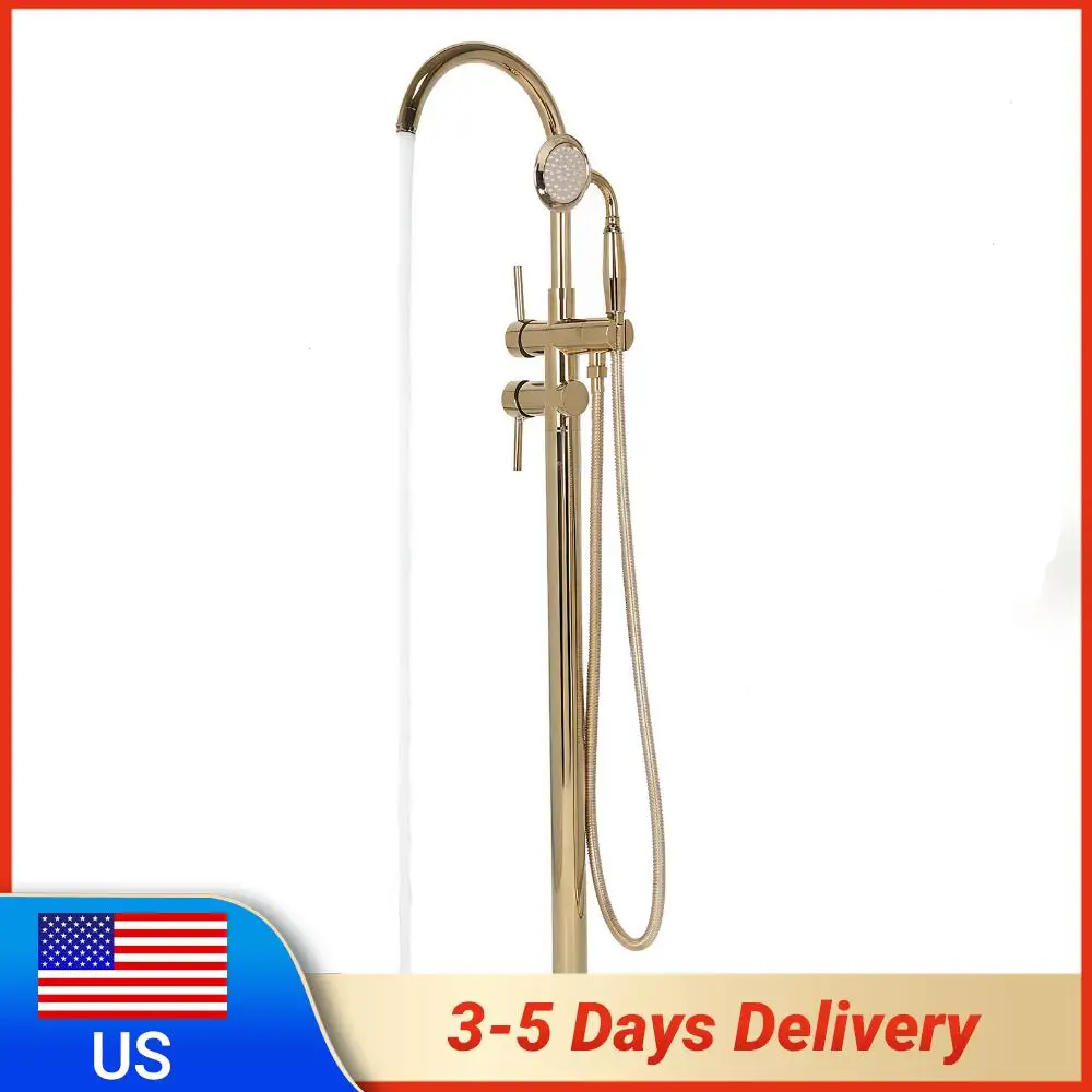 Elegant Gooseneck Shower Mixer Taps with Hand Sprayer Swivel Spout Roman Tub Faucet Set Leakproof 360° Rotating for Bath Spouts
