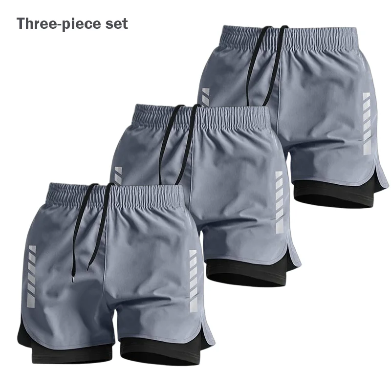 

Новые летние мужские повседневные модные брюки, спортивные брюки для активного отдыха, двухслойные шорты, удобная дышащая спортивная одежда для фитнеса