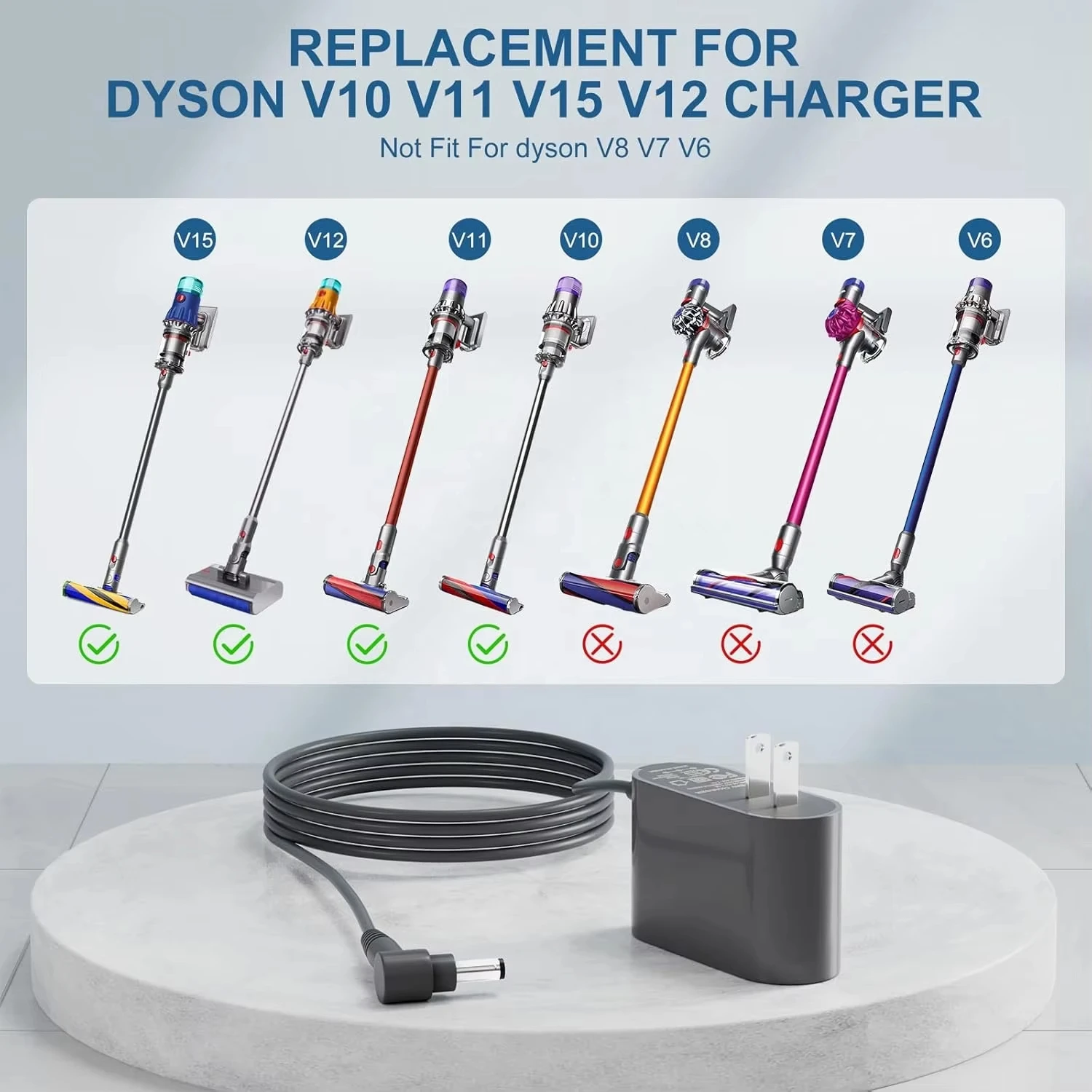 30.45V Vacuum Cleaner Battery Charger Replacement Adapter Compatible with Dyson V10, V11, V12, V15, SV12, SV16, SV20 EU/US Plug
