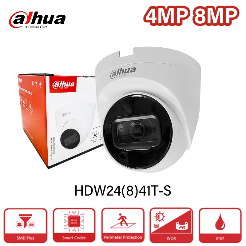 Dahua HDW2441T-S HDW2841T-S 4MP 8MP IR Home Camera built in MIC HD Night Vision 30m Smart Motion Detection POE IP Security CCTV
