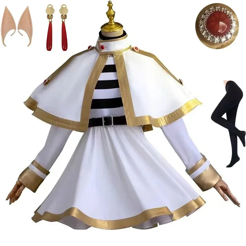 

Frieren Cosplay Costume Frieren Dress with Ears Earrings Stockings for Anime Comic Con Frieren Outfits