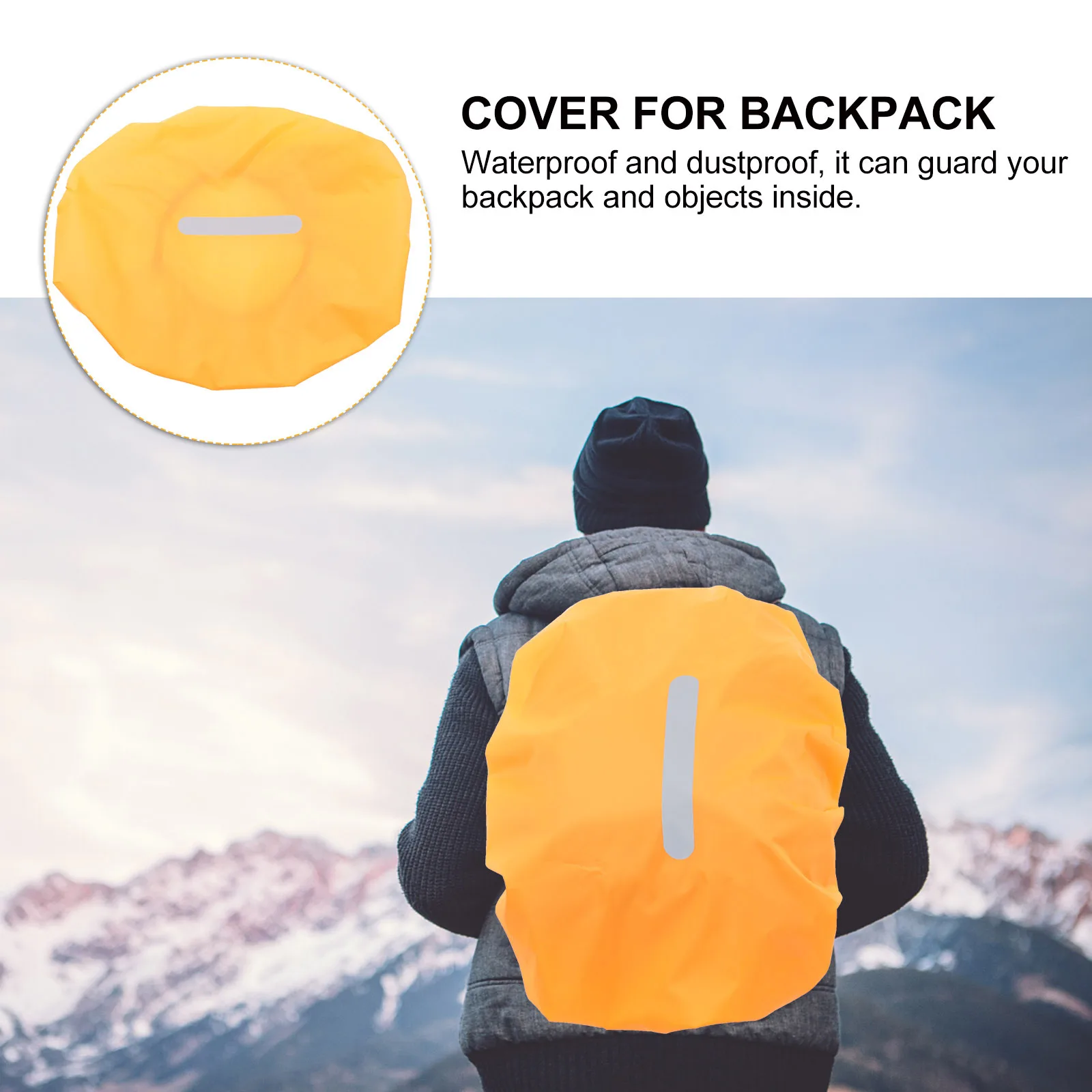 

Waterproof Backpack Cover Polyester Reflective Strip Design Adjustable Elastic Outdoor Rainproof Protector for Hiking Climbing