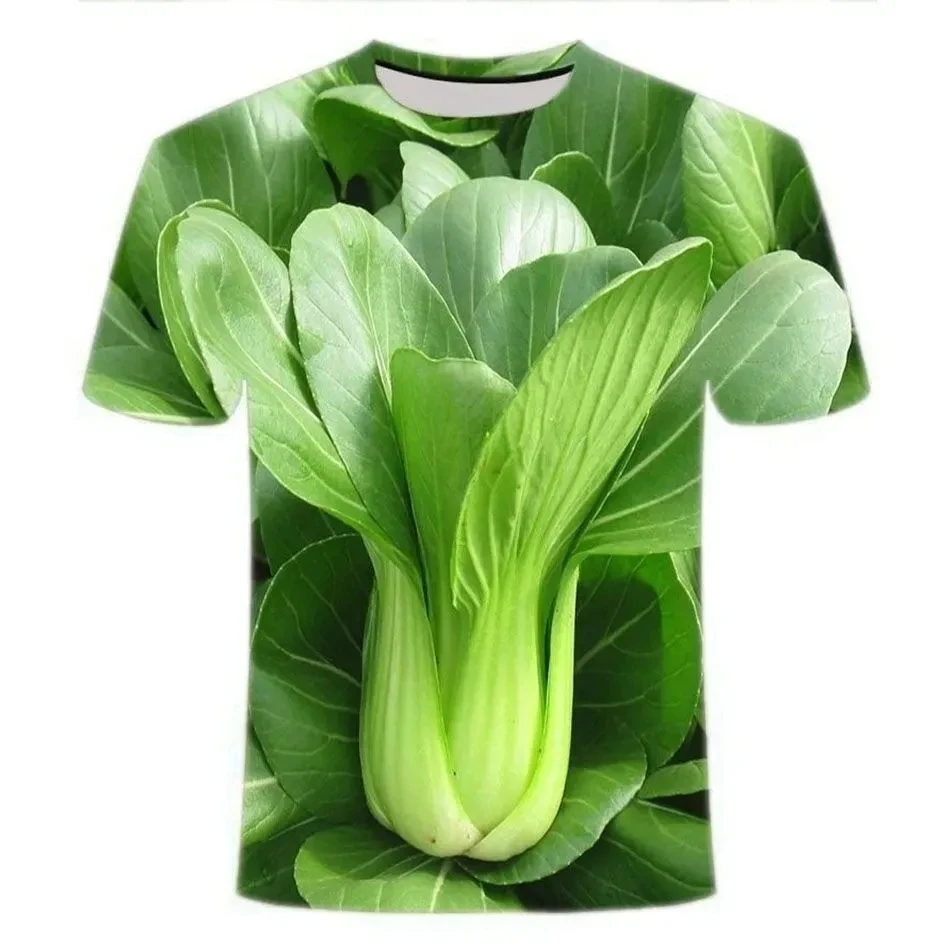 Fashion Men\'s Creative T-shirt Vegetables and Fruits Trendy Short Sleeve Hip Hop Personalized O-Neck Comfortable Short Sleeve