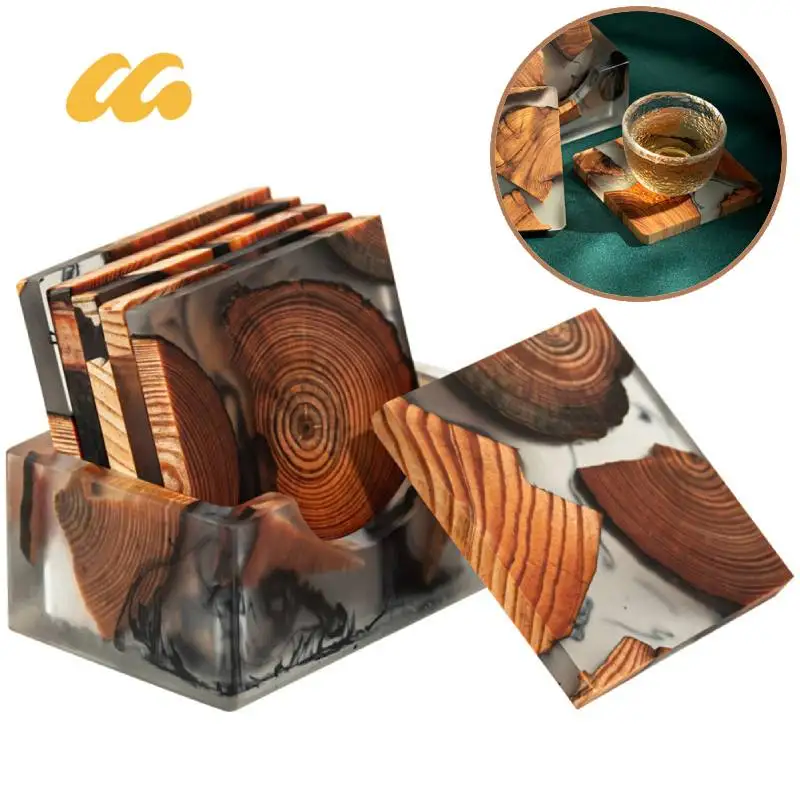 Drewniane żywiczne podkładka pod herbatę styl japoński podkładka izolacyjna prosty uchwyt na kubek kreatywne uszczelki ceremonia herbaty części zamienne mata domowa