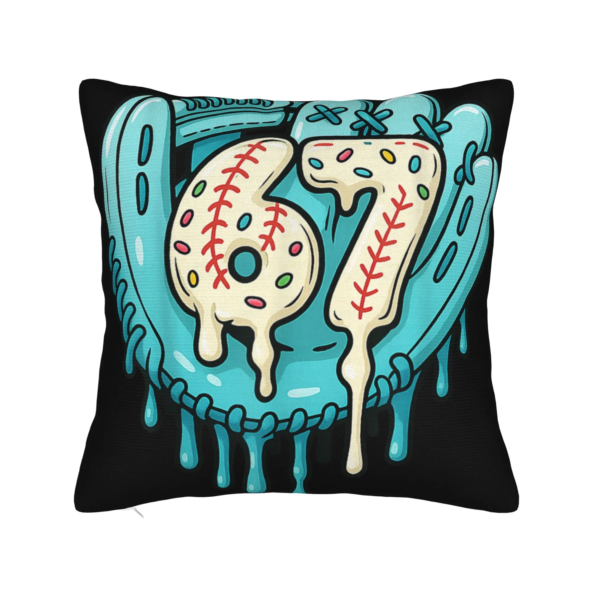

Funny 67 Ice Cream Drip Six Seven Baseball Pillow Cover Custom Cushion Cover Morden Pillow Case For Living Room Chair