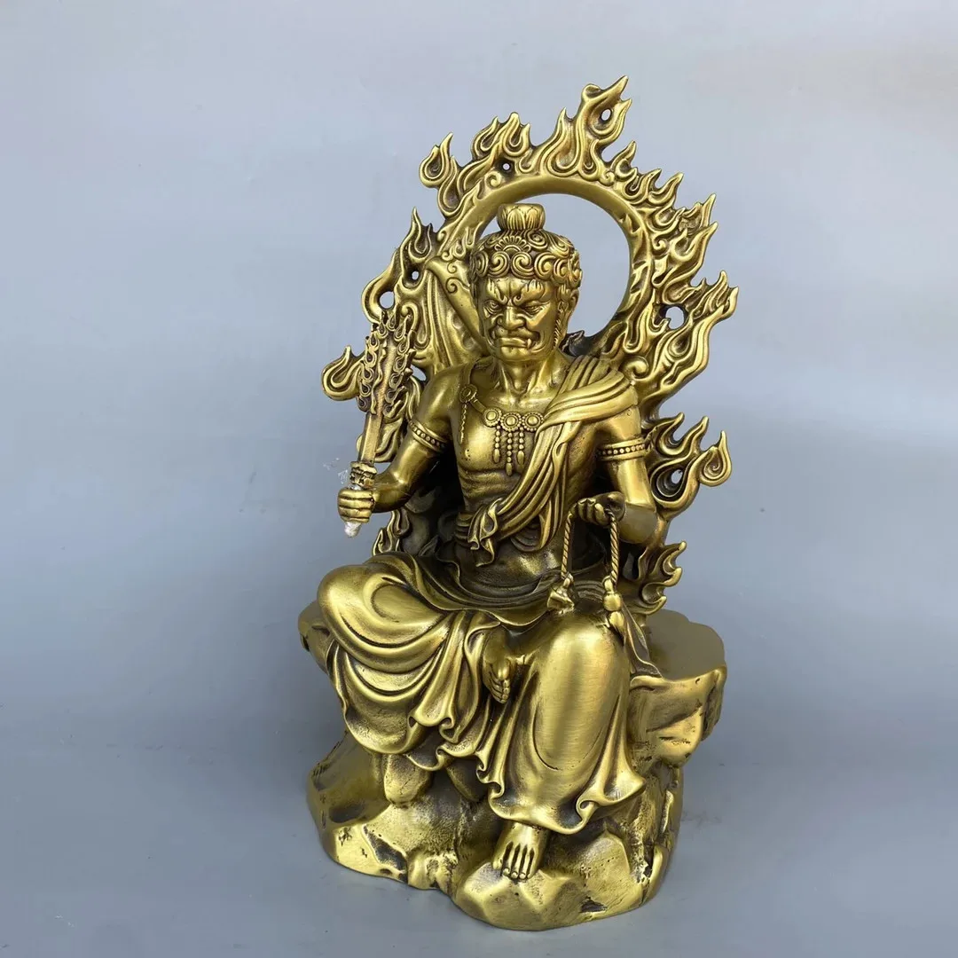 Brass Fudo Acalanatha Mingwang Bodhisattva Backlit sitting Buddha Worship Hall