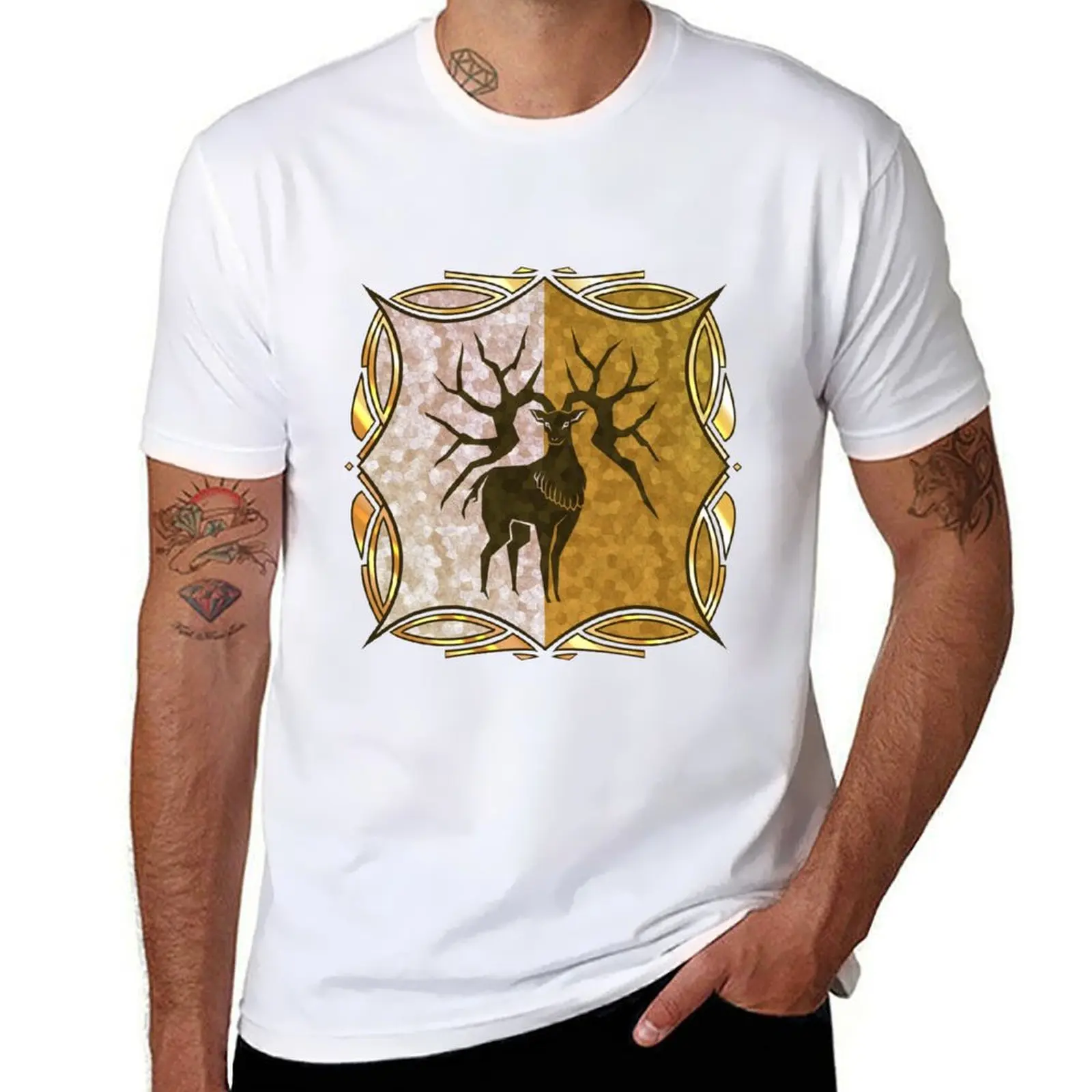 

Emblem cotton cotton shirt man t t T-Shirt shirt shirts man cotton Three t - Deers Golden man Fire Houses