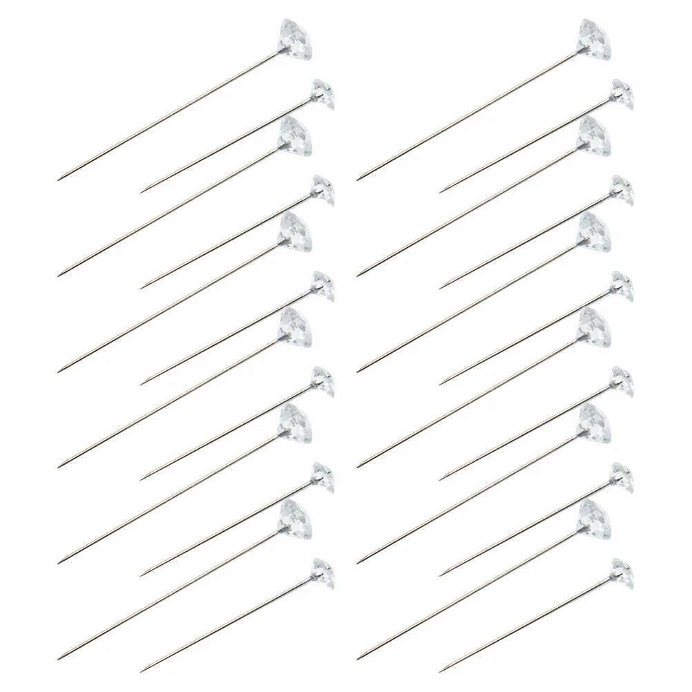 

300Pcs Clear Rhinestone Positioning Pins Pearl Head Stainless Steel Straight Corsage Pins Wedding Bouquet Decoration Sewing