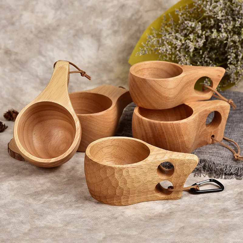 150/250ml Japanese Style Wood Portable Teacup Home Coffee Mug Tea Milk Cups Manual Kitchen Tools Drinkware