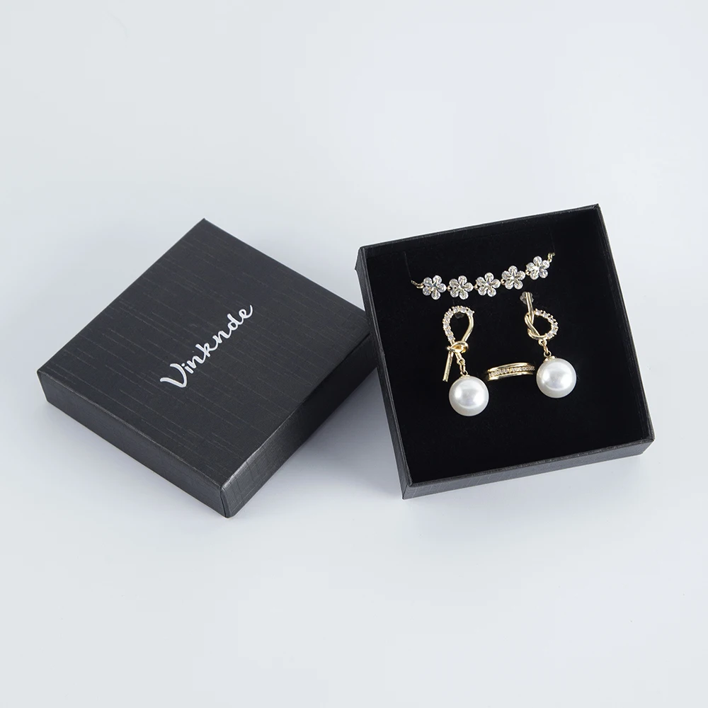 Personalized Logo Jewelry Paper Box White Black Kraft Cardboard Boxes Ring Earrings Bracelet Pendant Packaging Case Wedding Gift - Image 3