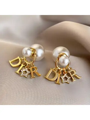 New Trendy Letter Double-sided Pearl Pearl Stud Earrings for Women Luxury Elegant Spring Summer Fashion Earrings Aretes De Mujer
