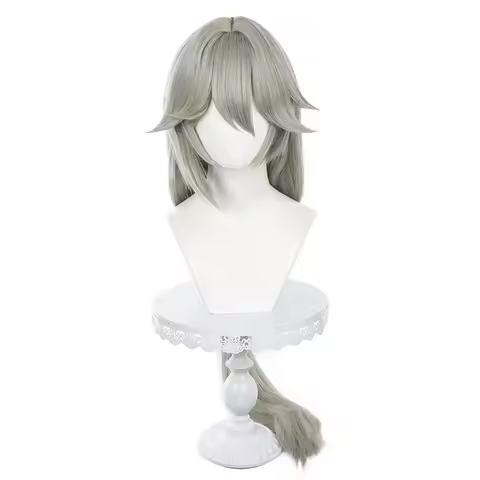 Alexandrina Sebastiane Cosplay Wig Game Long Linen Grey Unisex Wig Heat Resistant Synthetic Hair Anime Wigs Zenless Zone Zero