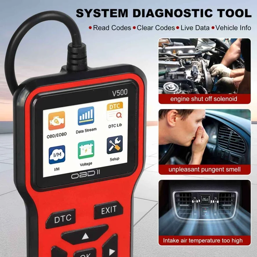 V500 OBD2-Scanner Auto-Diagnosegerät mit Farbdisplay, Codeleser und ECU-Gesundheitsprüfungsfunktion – Detail 2