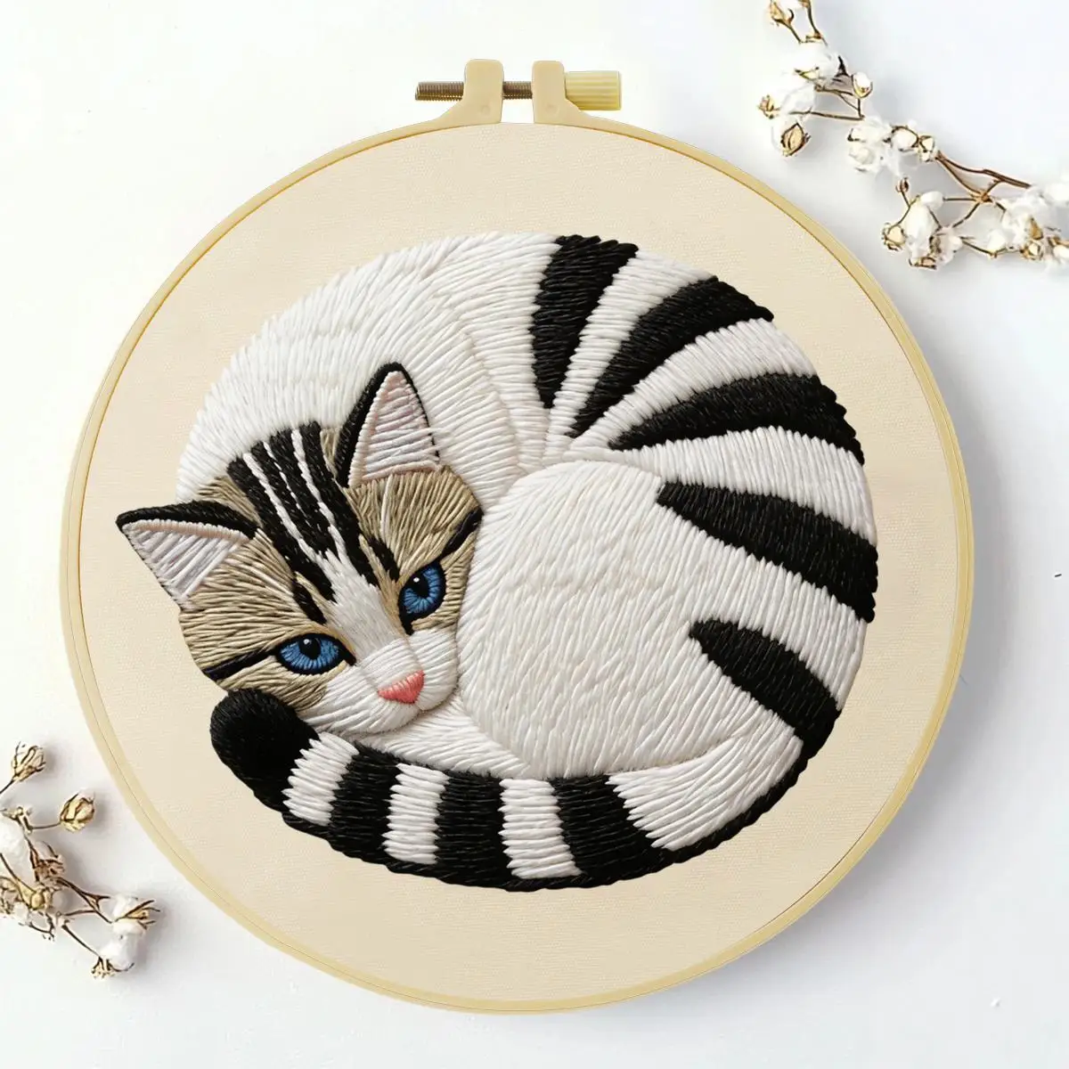1 Stück 20X20CM/15X15CM 7,87/6,3 Zoll Tier - Katze Stickerei Starter-Kit DIY-Kit DIY-Stickerei-Set Handarbeiten Malerei – Detail 2