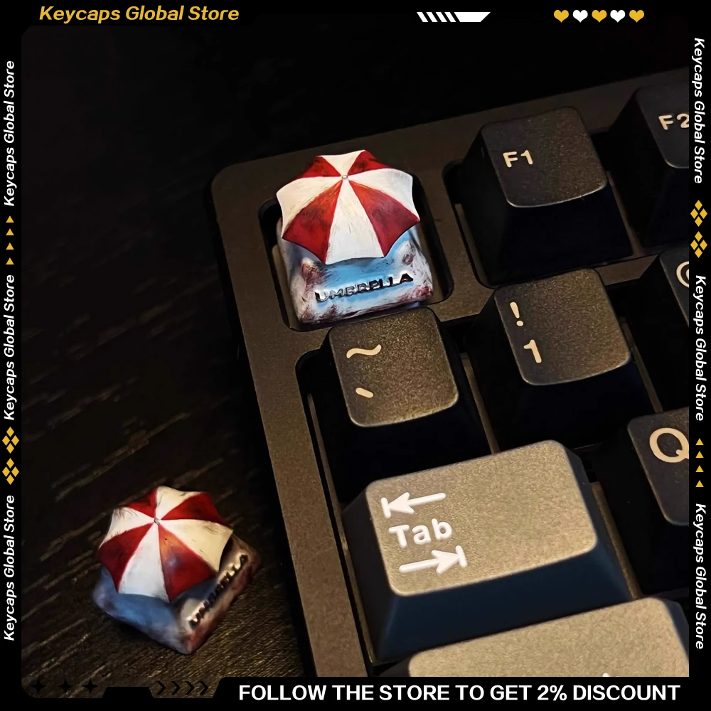 Resident Evil Game Peripherals Handmade Keycaps 3D Biohazard Creative 1U Umbrella Key Cap for Mechanical Keyboard Accessories
