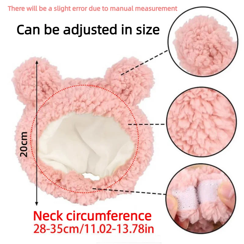 Cute Cat Hat Soft Plush Fluffy Warm Headwear Cap Puppy Small Pet Dog Adjustable Costume Rabbit Bear Kitten Fancy Party Cosplay