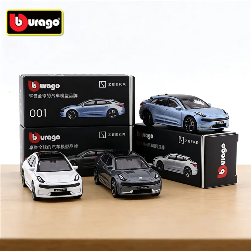Bburago 1:64 ZEEKR 001 FR Stazione in lega Carro Modello di auto sportiva Fonde sotto pressione Metallo Veicoli a nuova energia Modello di auto Simulazione Regalo per bambini