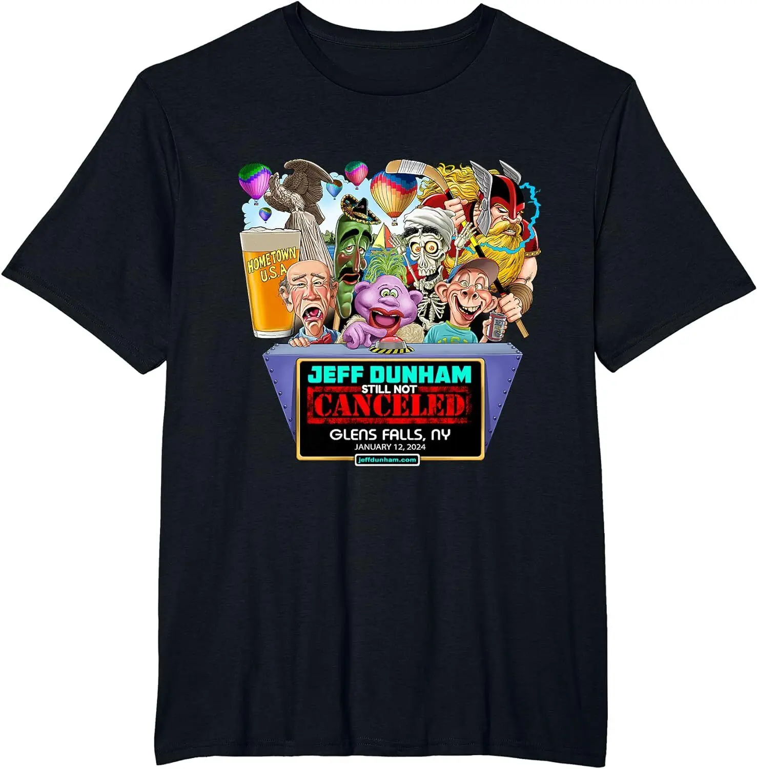 

New Jeff Dunham Evansville, IN (2024) a Funny T-Shirt USA Tee Size S-5XL