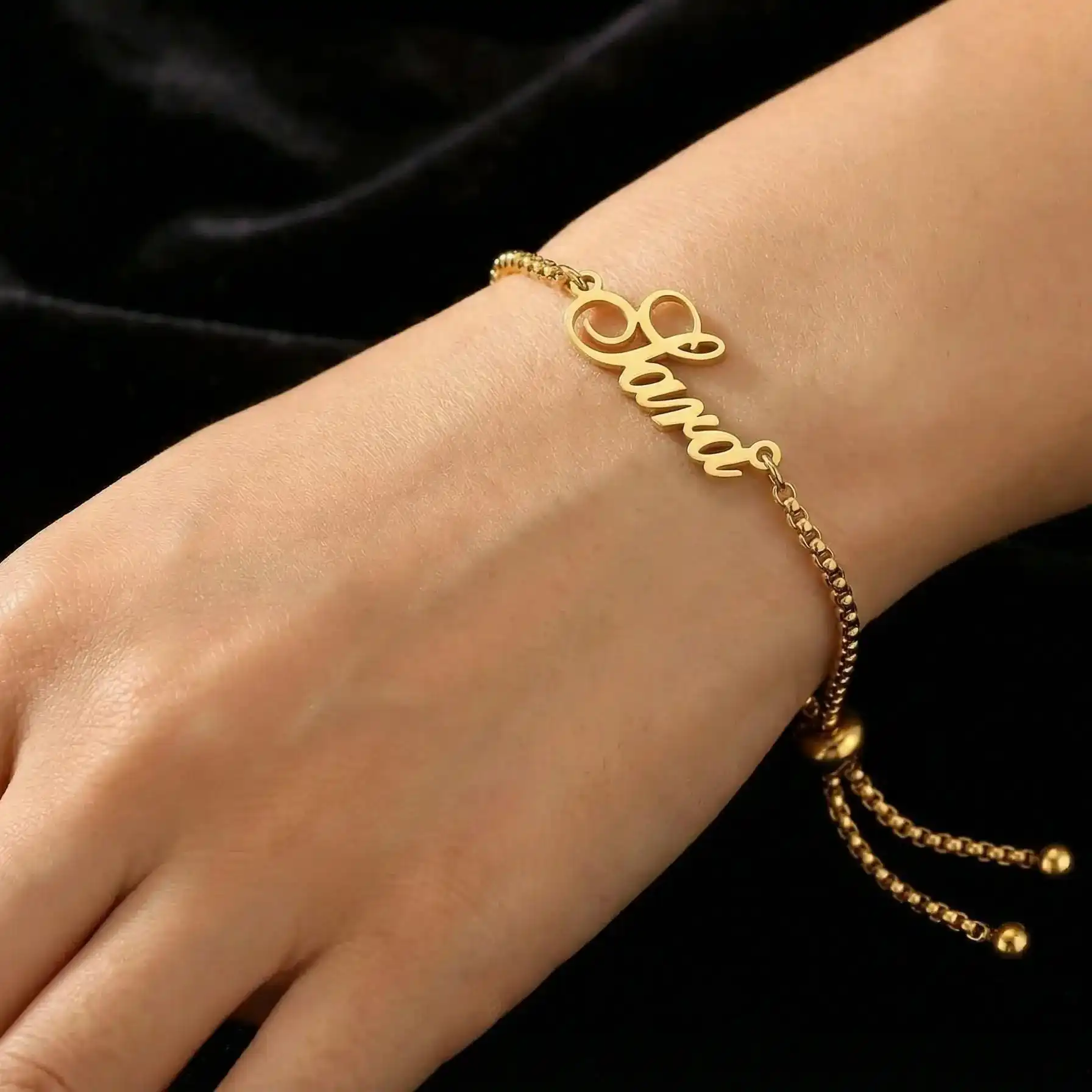 Customized Name Bracelet Women Kids Stainless Steel Adjustable Stretch Arabic Letter Bracelets with Box Chain Gifts