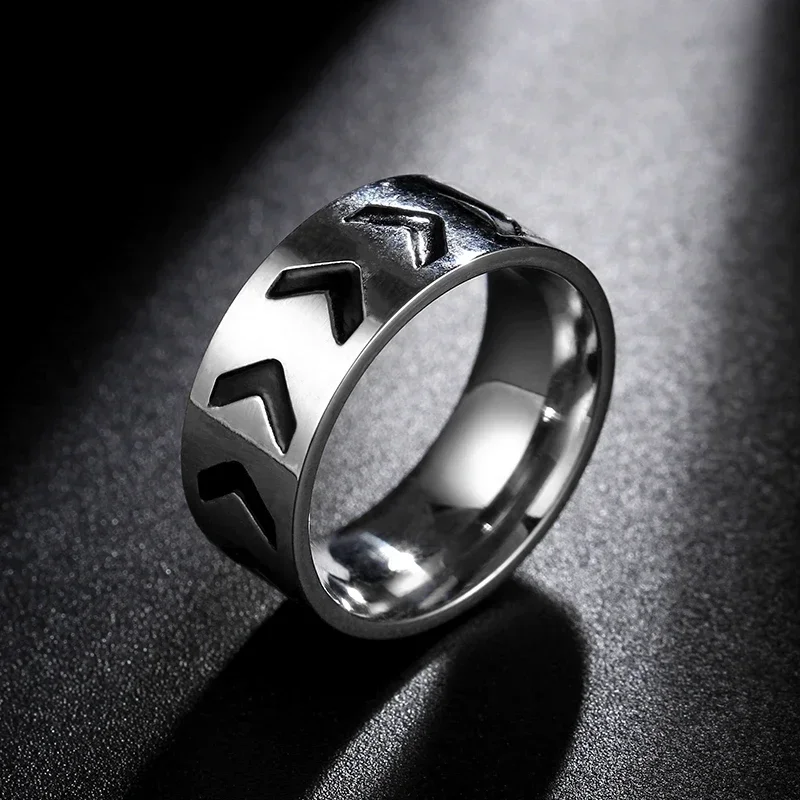 8mm 316 Stainless Steel Ring For Women Men Resin Arrow Punk Rings USA Size