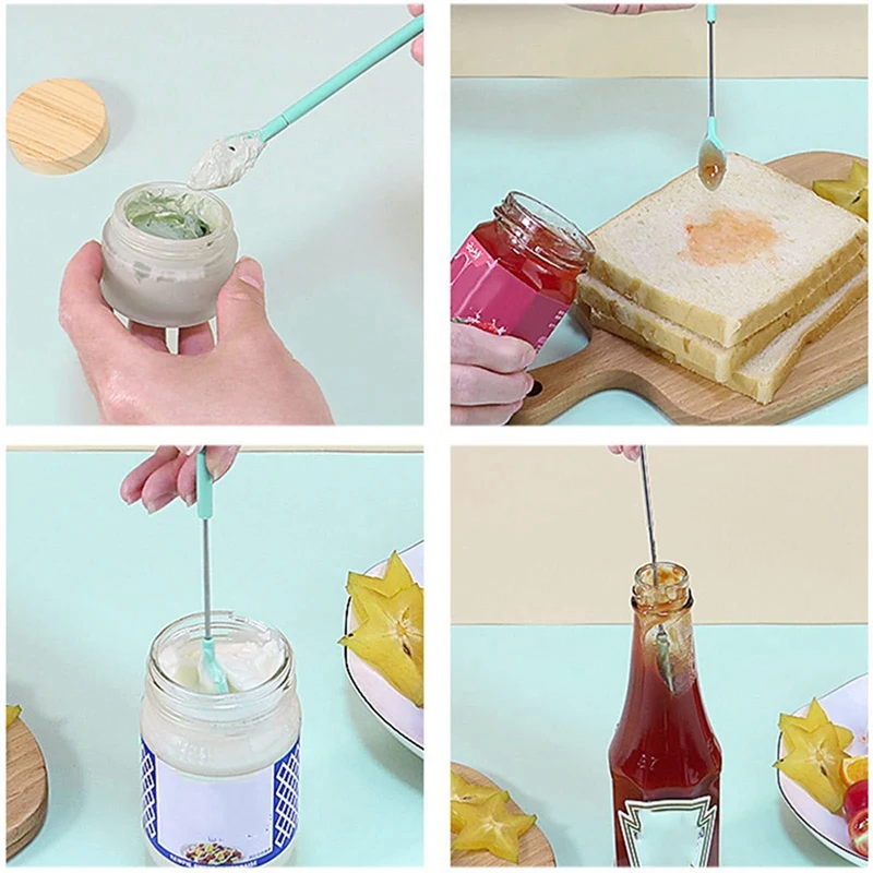8 buah Spatula silikon teleskopik dan Sendok, Spatula silikon Mini, Spatula Makeup mudah untuk menyimpan untuk memasak di dapur