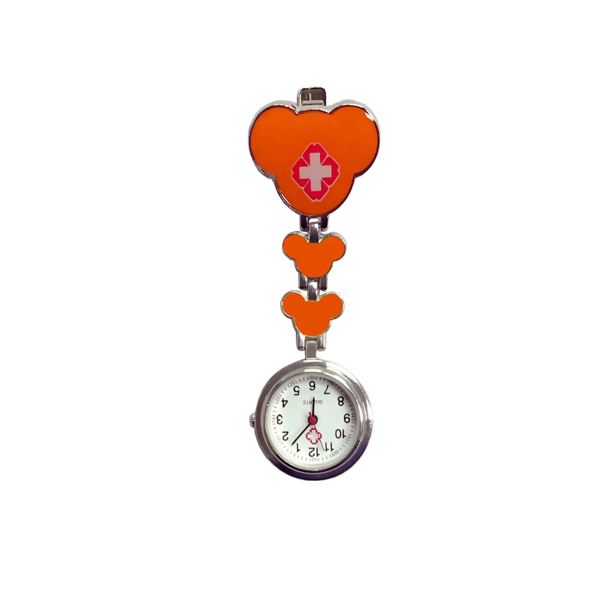 YiJia-reloj de bolsillo médico de cuarzo con dibujos animados de corazón rojo para enfermera, con Clip para colgar en la ropa, 6 colores disponibles