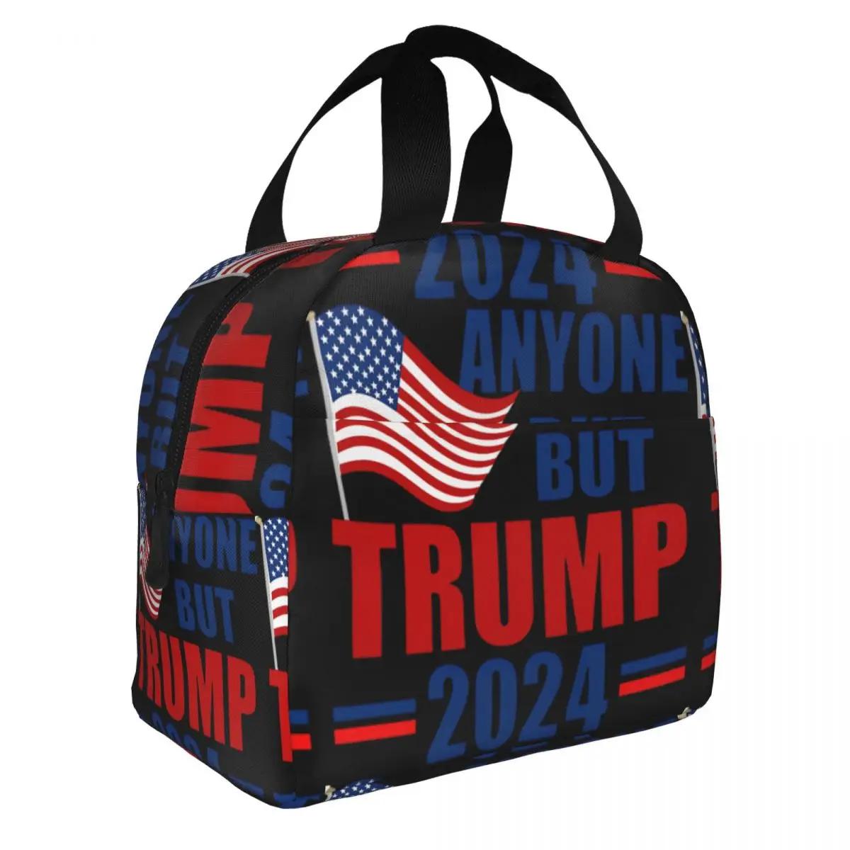 Office Workers Storage Bag Anyone But Trump 2024 Sticker Thermal Donald Trump Zipper ClosureLunch BagTravel