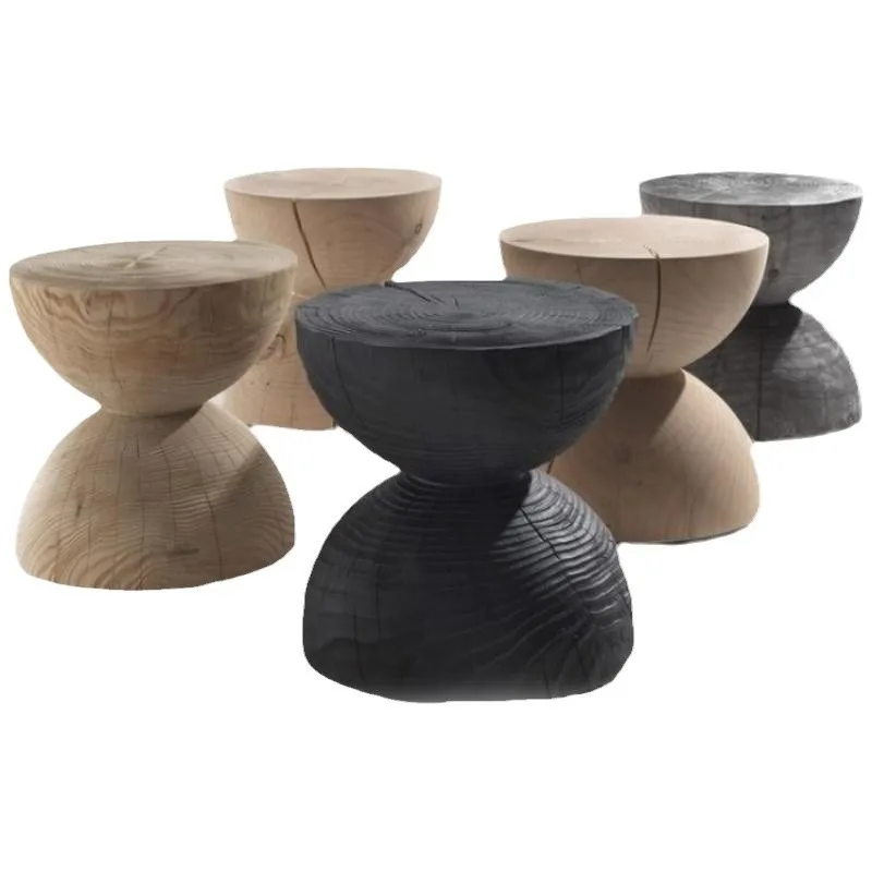 Solid wood tea table Dunzi log side coffee table Creative side several hotel B & B