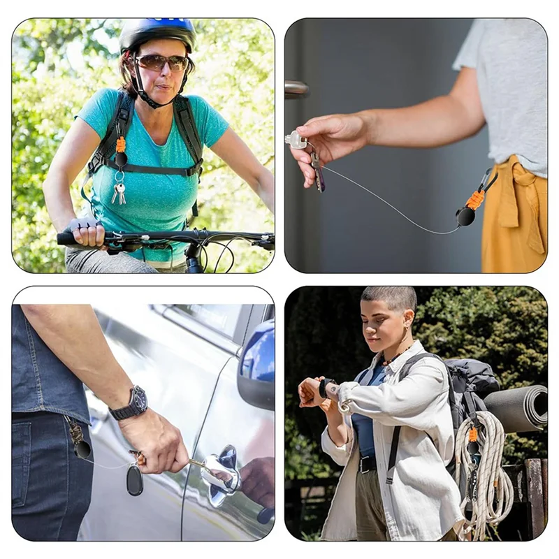 B34B-6Pack Retractable Keychain Heavy Duty Retractable Lanyard Badge Holder Retractable Clip Retractable Key Ring Key Holder