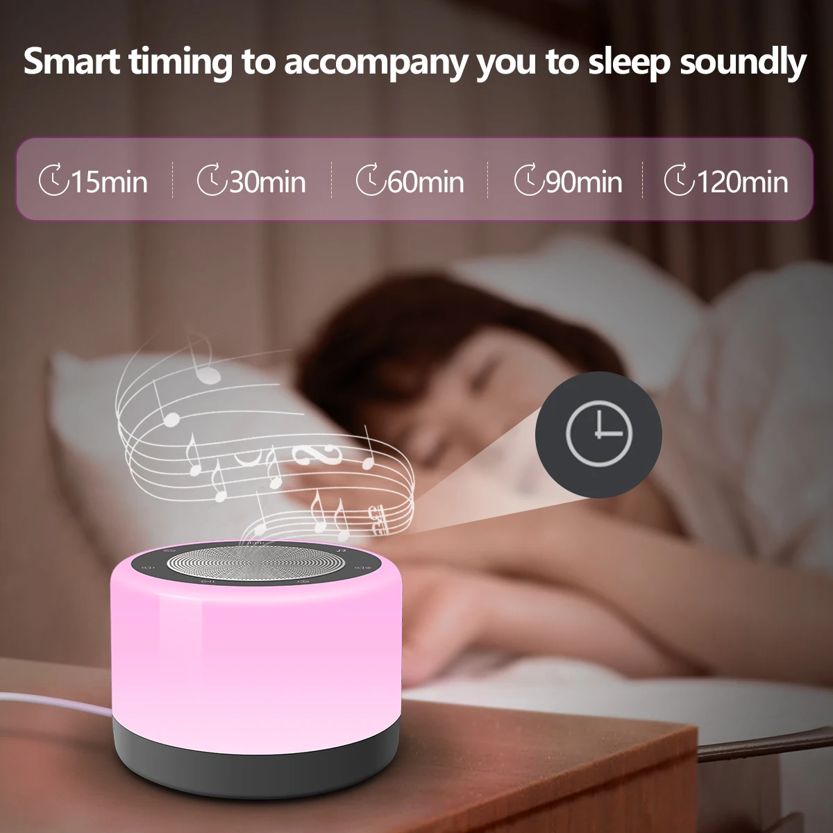 Imagem -02 - Led Night Light Baby Dormir Machine 16 White Sound Noise Machine Dimming Timeable para Dormir Lâmpada de Suporte