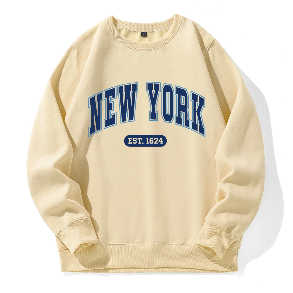 New York Usa Est.1624 Creative Printing Men Sweatshirt Fashion Street Streetwear Warm Comfortable Tracksuitautumn Casual Clothes