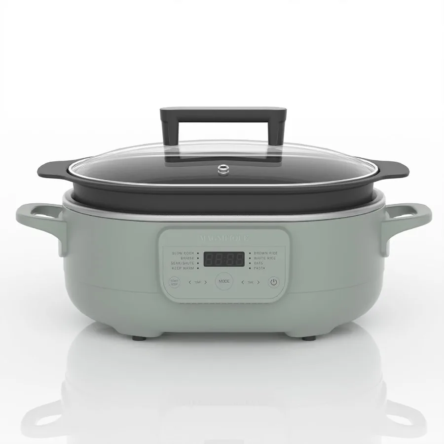 MAGNIFIQUE Multicooker de 6 cuartos con cazuela 8 en 1, olla de cocción lenta programable, horno holandés, horno antiadherente para Pasta, olla segura a 500F para