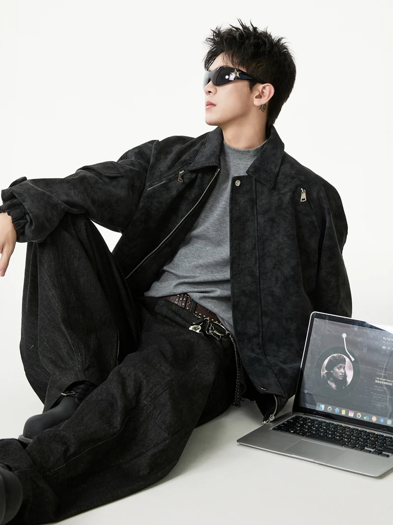 

Мужская матовая кожаная куртка American Sle, весенне-осенняя модная крутая одежда Haome Cleanfit, топ из искусственной кожи