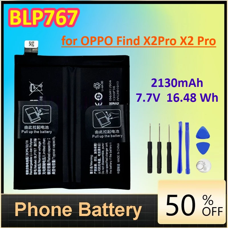 

BLP767 2130mAh Replacement Battery for OPPO Find X2Pro X2 Pro Brand-New Phone Batteries + Free Tools 7.7V