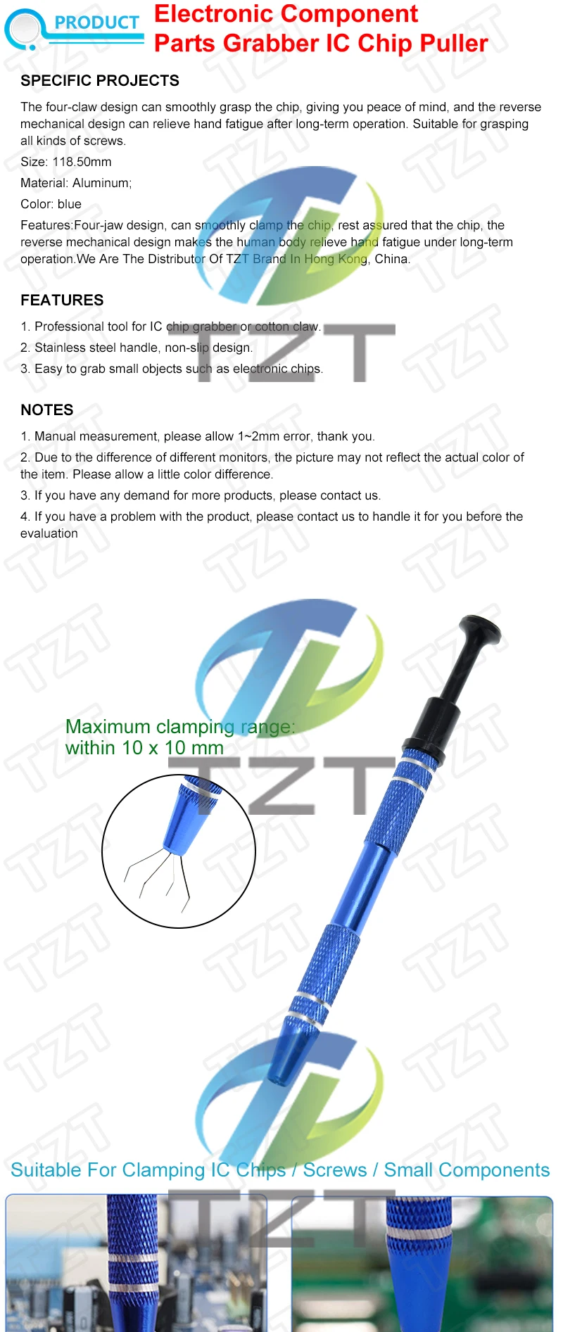 TZT 1/3PCS Vier-Klauen-Elektronikkomponenten-Grabber IC-Extraktor BGA-Chip-Picker Patch-IC-Saugstift Elektronik-Reparaturwerkzeuge – Detail 1